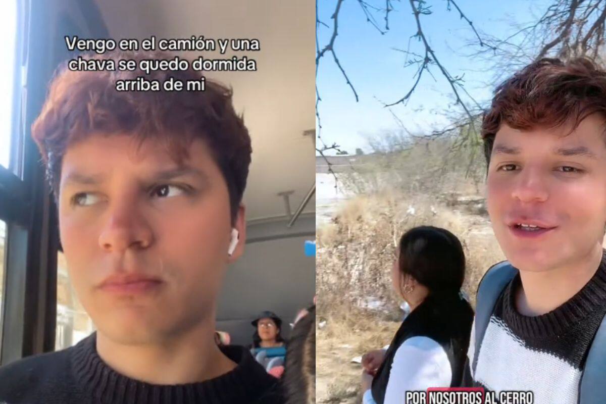 Mujer se queda dormida en hombro de un desconocido mientras viaja en el camión; se pierden
