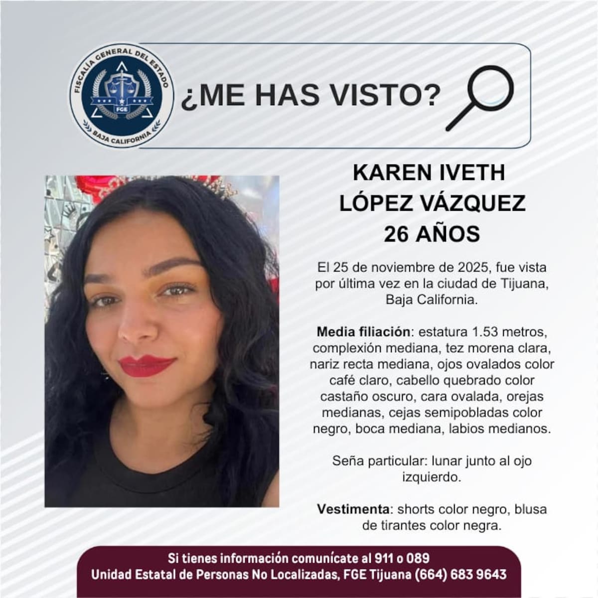 Fue visto por última vez el 25 de noviembre de 2025.