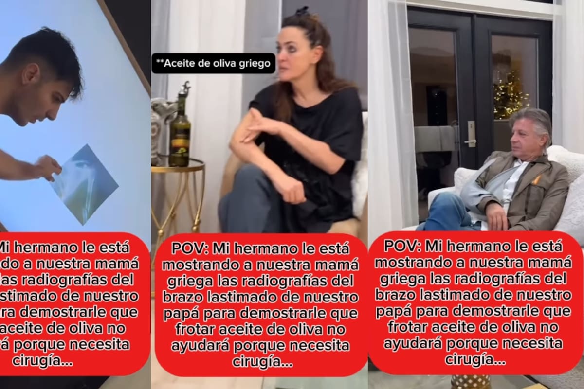 Hijos crean presentación para convencer a su mamá de que el brazo roto de su papá no se curará con aceite de oliva