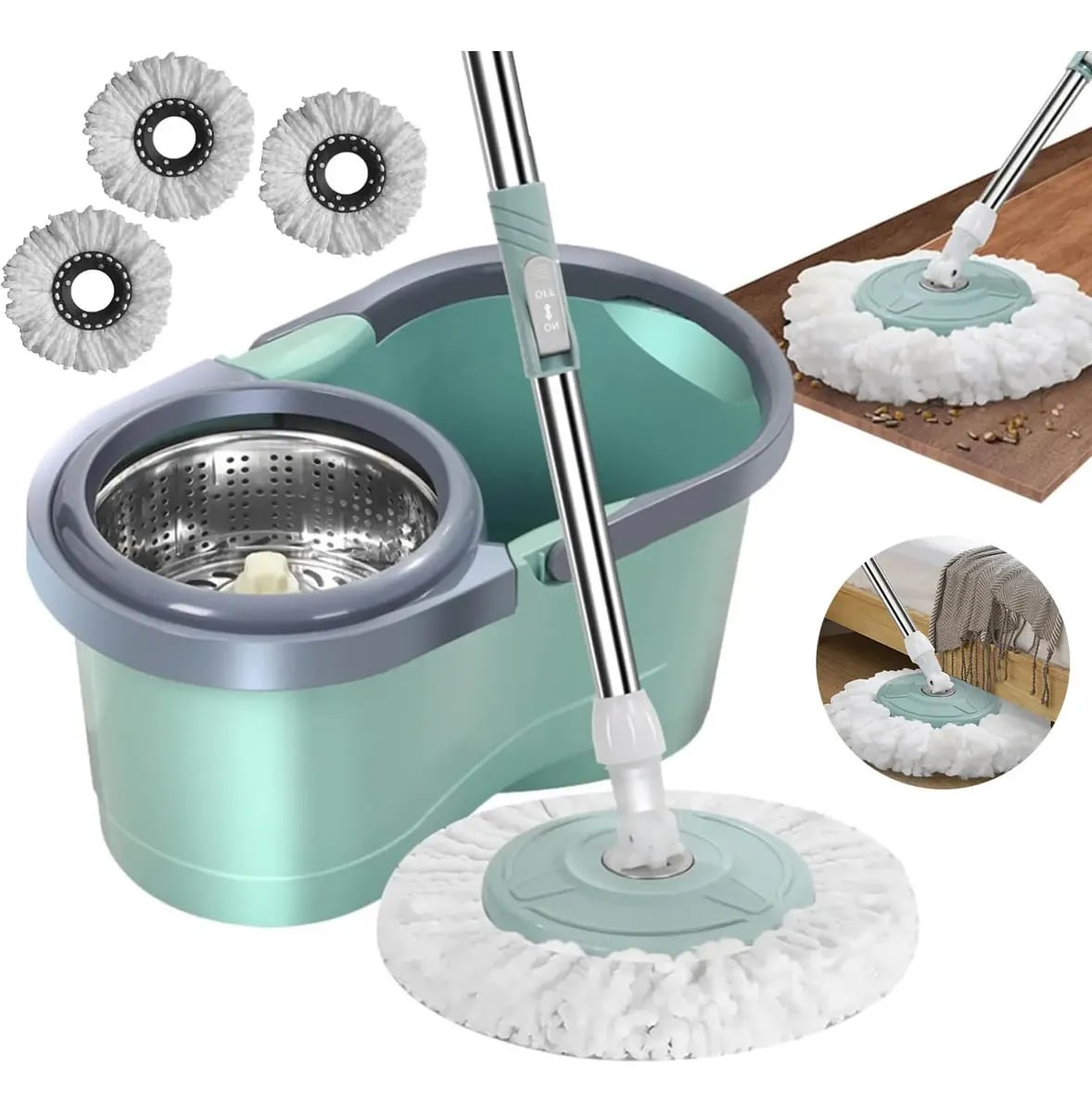 Kit de trapeador giratorio con cubeta centrifugadora | Mercado Libre