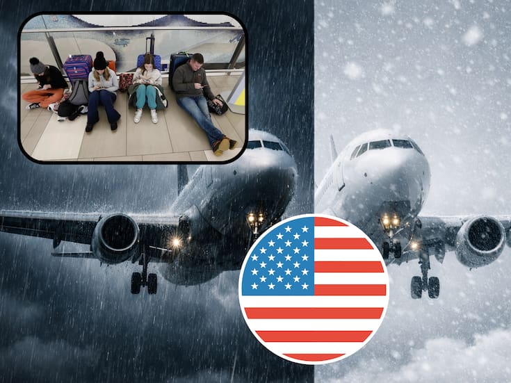 Viajes de Navidad y Año Nuevo enfrentan caos en Estados Unidos, nevadas paralizan aeropuertos y carreteras en el noreste y los Grandes Lagos, mientras en California persisten los efectos de lluvias intensas y deslaves