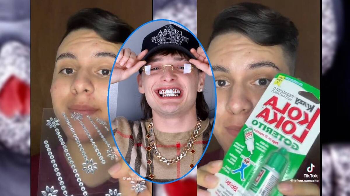 Queriendo tener la sonrisa endiamantada de Peso Pluma, un joven se puso Kola-Loka en los dientes y se hizo viral. | Captura de video