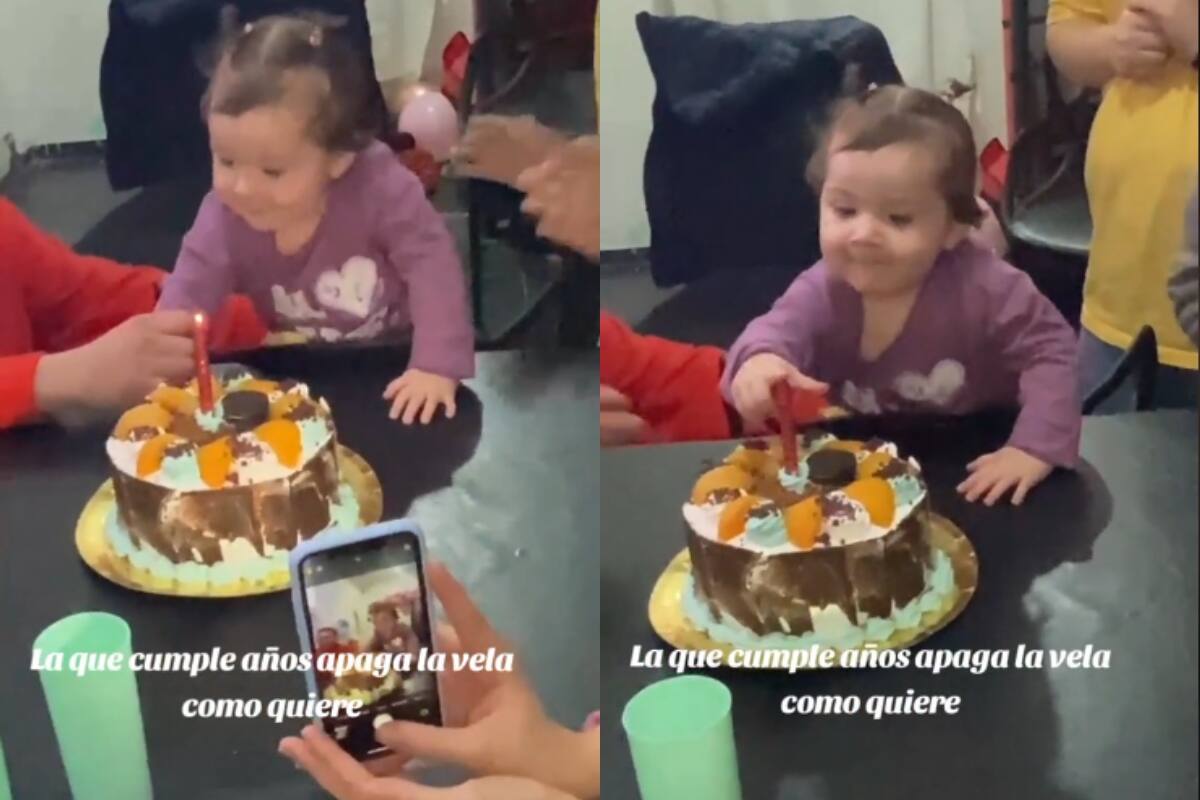 Bebé de un año sorprende a sus familiares al apagar la vela de su pastel con su dedo (VIDEO)