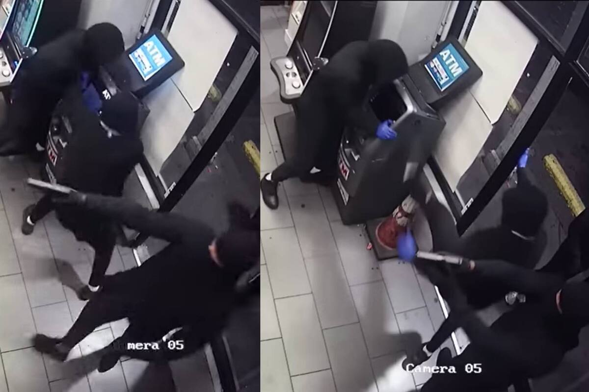 Pandilla de ladrones armados en Filadelfia son captados empujando y pateando un cajero automático en un intento de robo fallido (VIDEO)