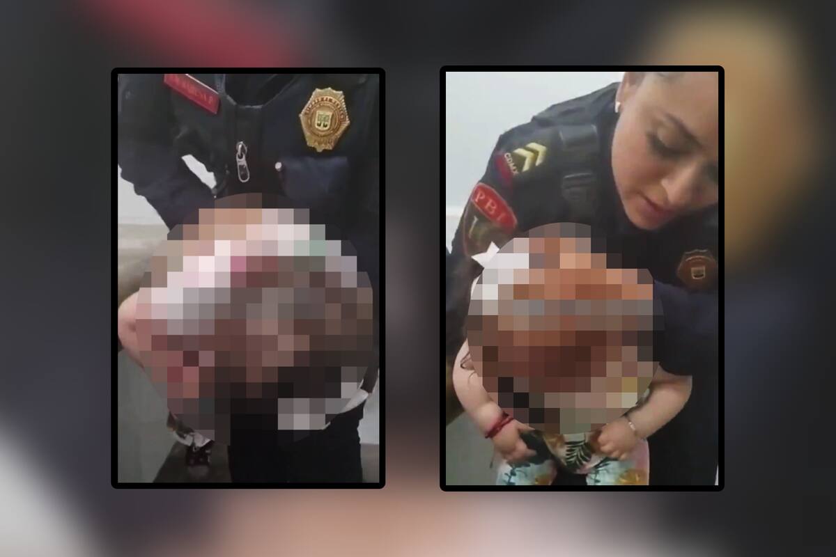 VIDEO: Impresionante momento en que policía le salva la vida a una bebé que se estaba asfixiando en la Cdmx
