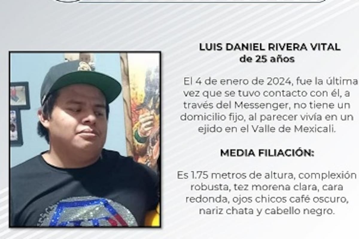 Familiares buscan a Luis Daniel Rivera Vital