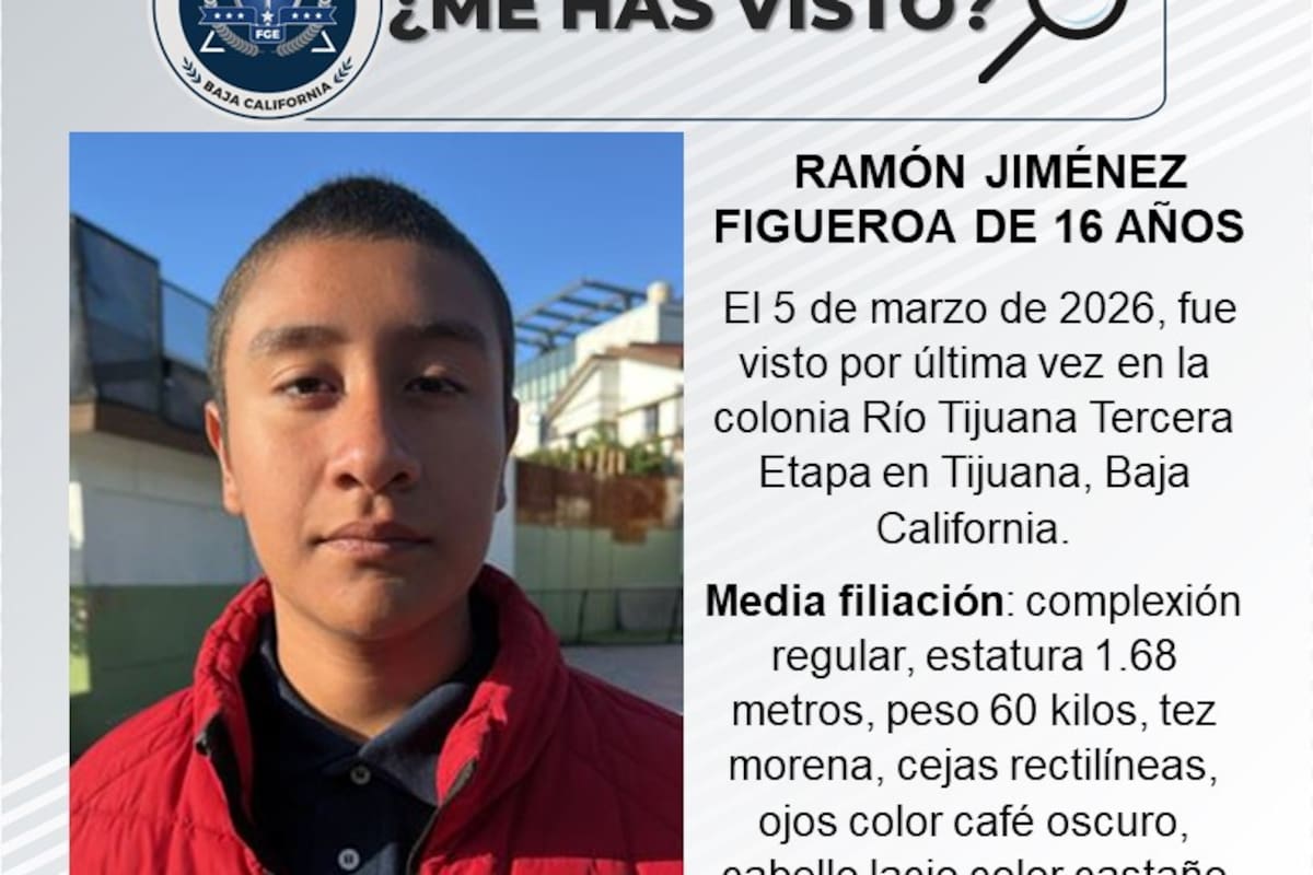 Se busca a Ramón Jiménez Figueroa de 16 años de edad
