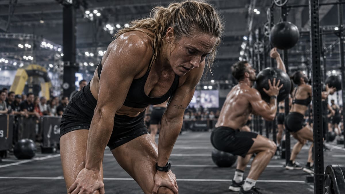 La fatiga acumulada es uno de los principales retos de HYROX, especialmente en las estaciones finales después de varios kilómetros de carrera. (Foto: Imagen generada con IA)