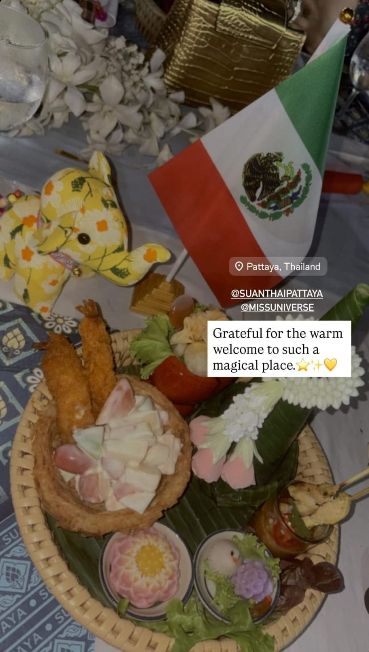 Miss México (Fátima Bosch) comparte una de sus comidas en Tailandia.