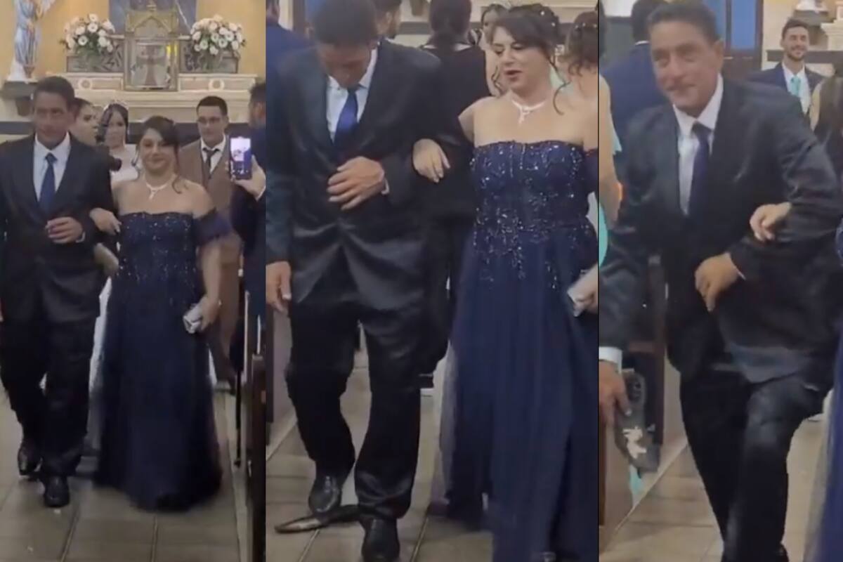 VIDEO: ¡señor sufre embarazoso incidente en una boda cuando se le desprende la suela de su zapato!