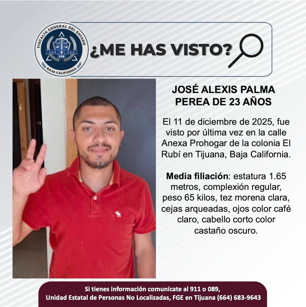 Fue visto por última vez el 11 de diciembre de 2025.