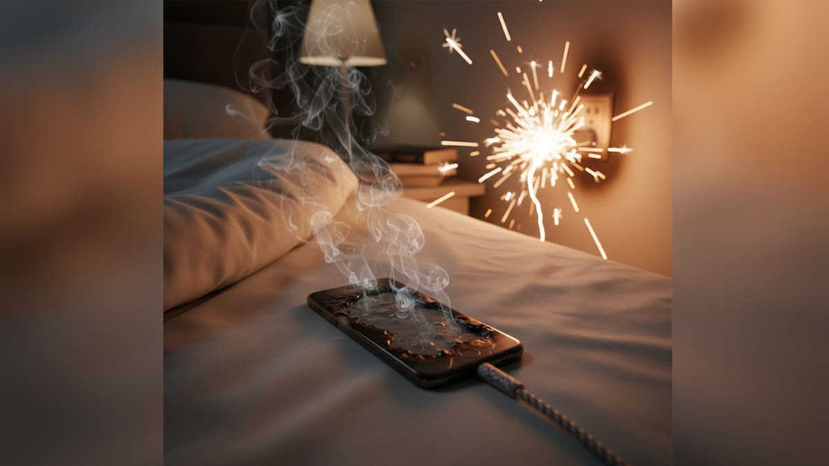 Según expertos, la exposición al calor y la carga eléctrica pueden ser una combinación que contribuya al inicio de un incendio en un celular que s ecarga. | Foto: Imagen hecha con Gemini