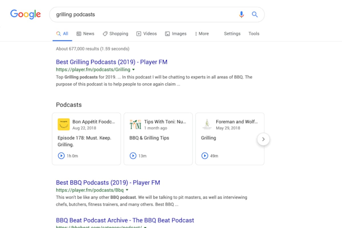 Podrás reproducir podcasts desde el buscador de Google