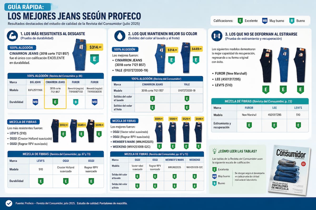 Los mejores jeans para caballero según Profeco | Revista del consumidor julio 2026, IA