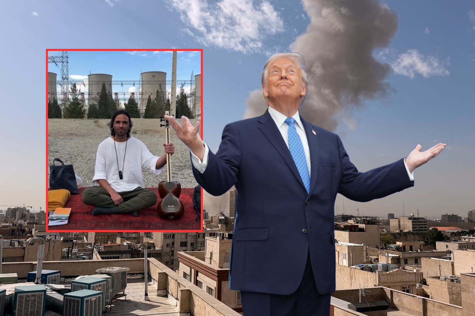 Músico iraní protesta con melodías frente a central eléctrica ante amenazas de Trump