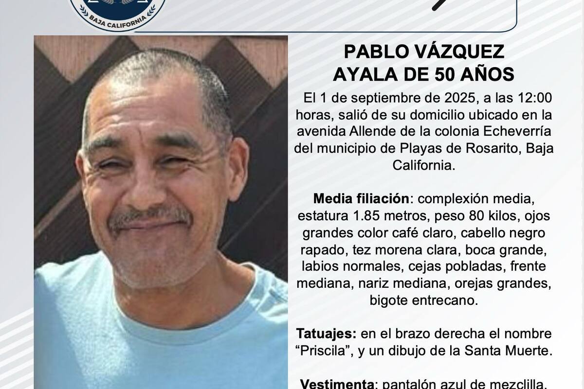 Se busca a Pablo Vázquez Ayala de 50 años