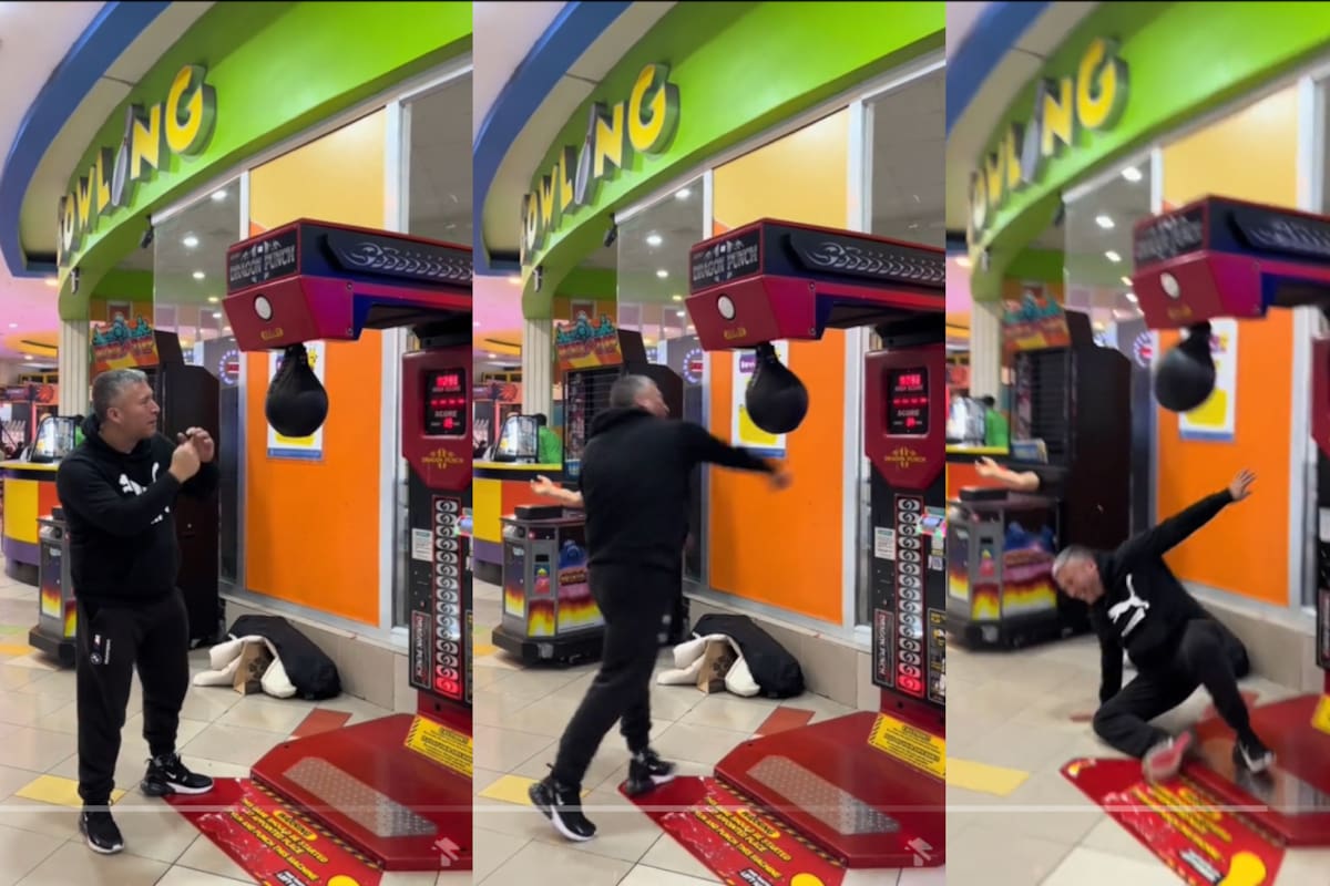 VIDEO | Hombre termina en el suelo al intentar dar su mejor golpe en un juego de box