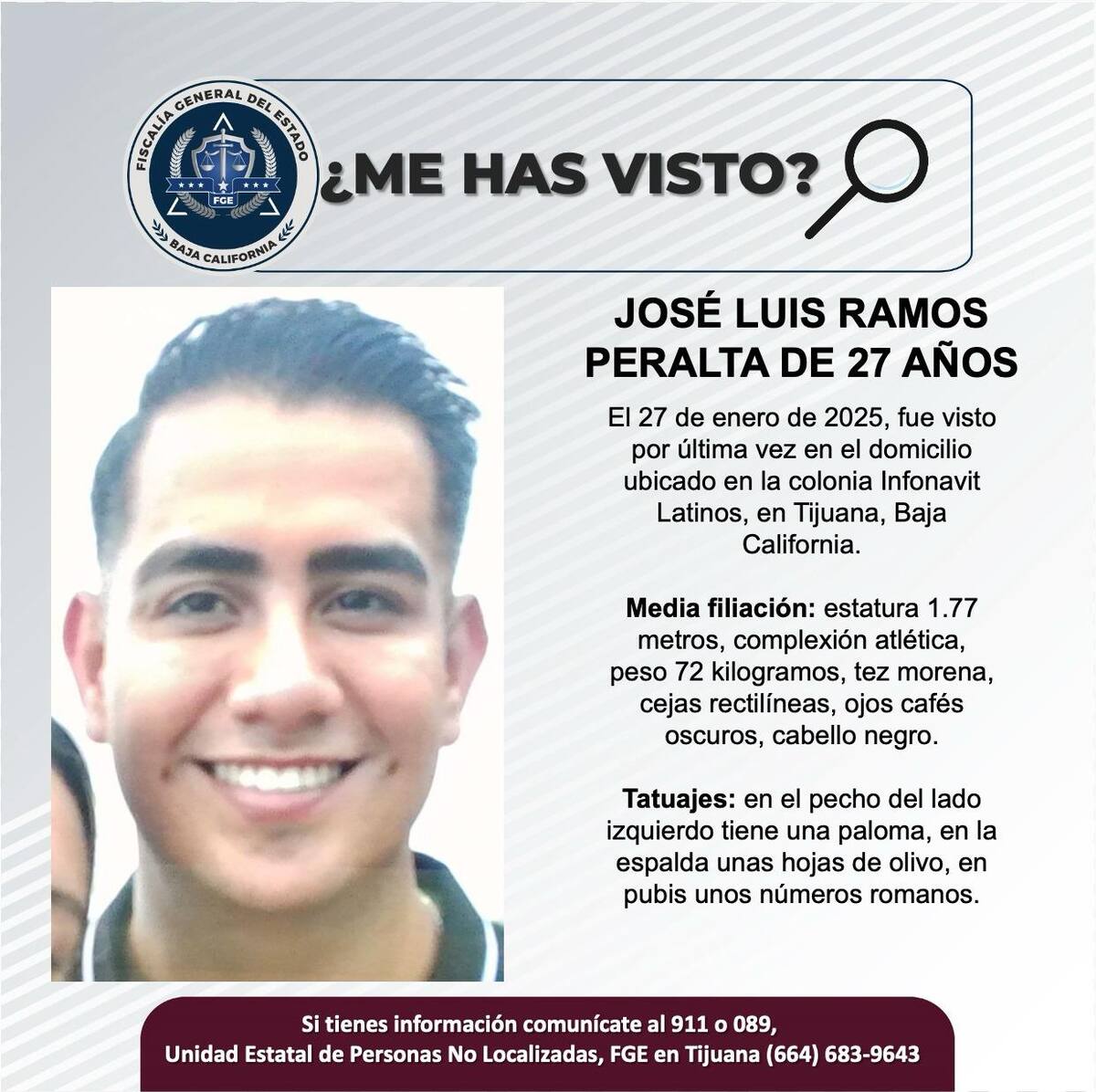 José Luis Ramos Peralta fue visto por última vez el 27 de enero de 2025.