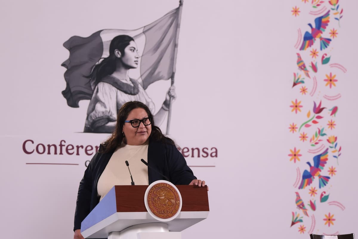 Citlalli Hernández, titular de la Secretaría de las Mujeres, durante la "mañanera del Pueblo" del 15 de noviembre de 2024. | Crédito: Presidencia