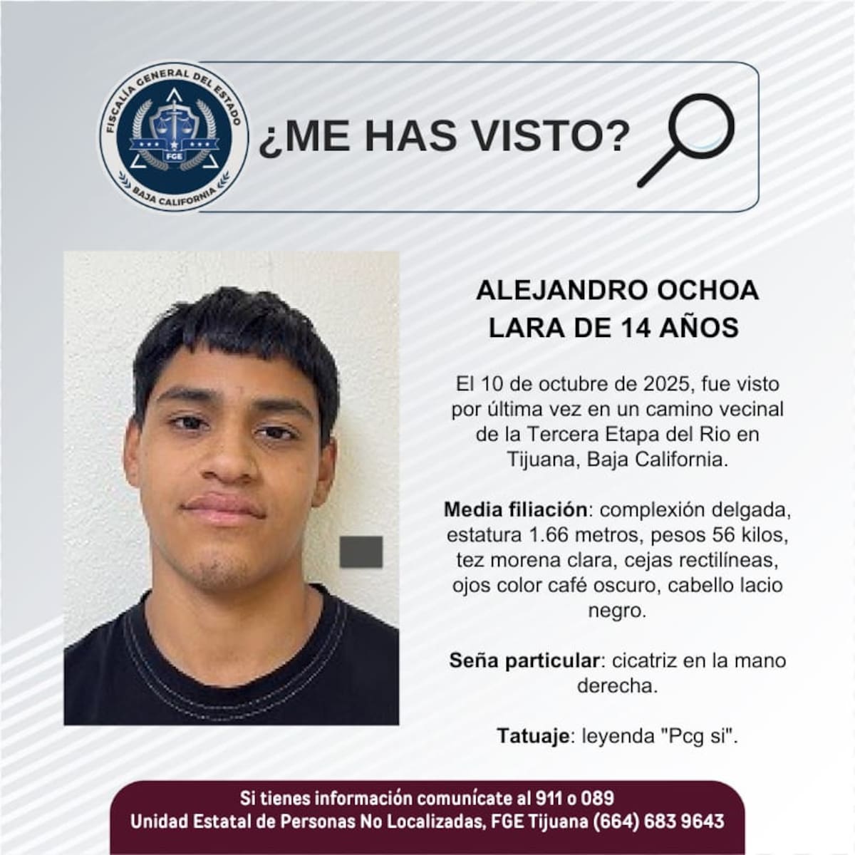 Fue visto por última vez el 10 de octubre de 2025.