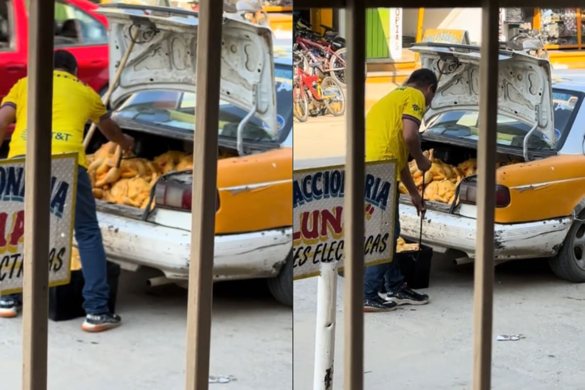 ¡Captan a un hombre transportando pollo en la cajuela de su auto!: las redes reaccionan con asombro