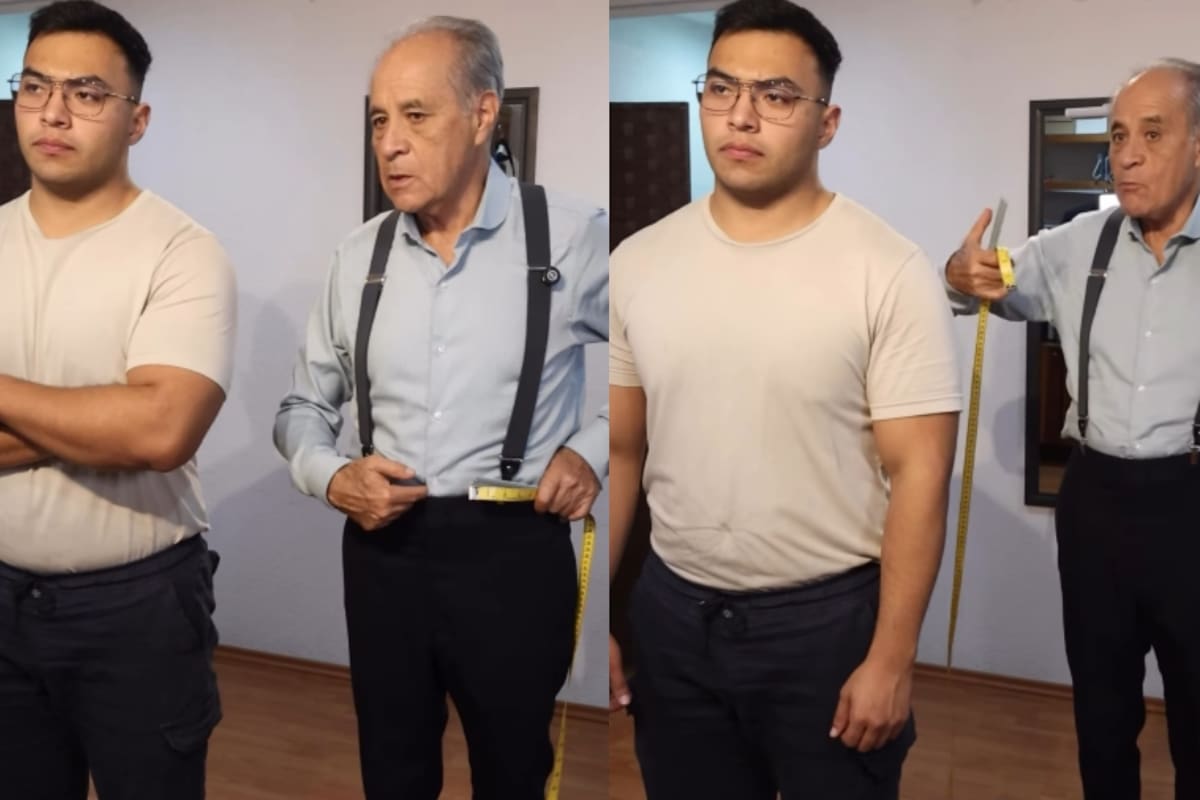 “Tú tienes muy abajo los pantalones, ¿sí? La idea es subirlos para que haya una correcta proporción”: Sastre se vuelve viral por sus consejos para que un futuro novio luzca impecable en su boda
