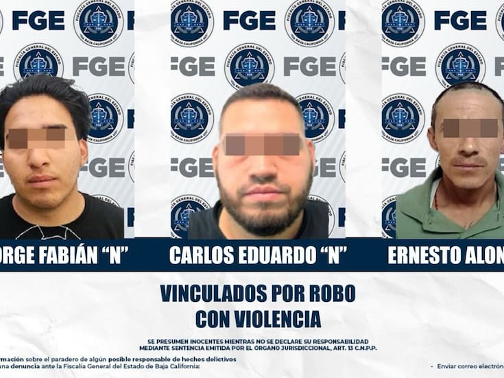 Tres sujetos vinculados a proceso por robo con violencia a comercios