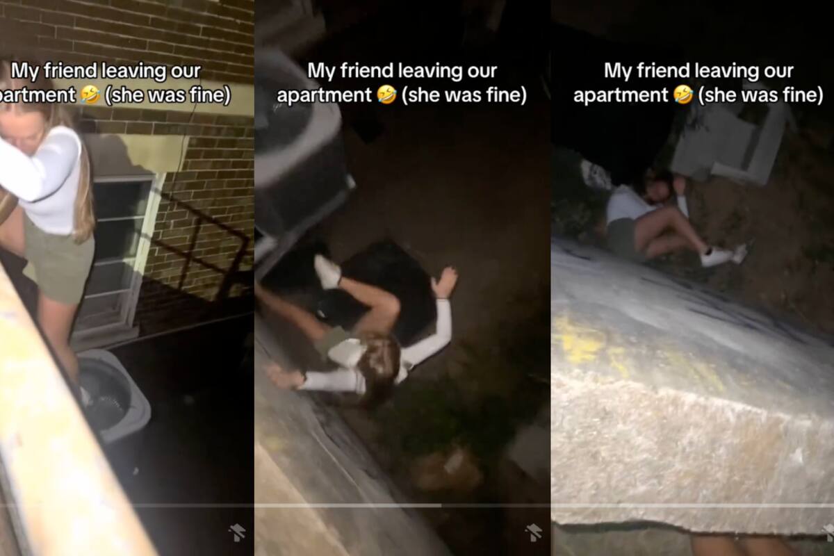 Intenta escaparse de un departamento desde un segundo piso y sufre una tremenda caída (VIDEO)