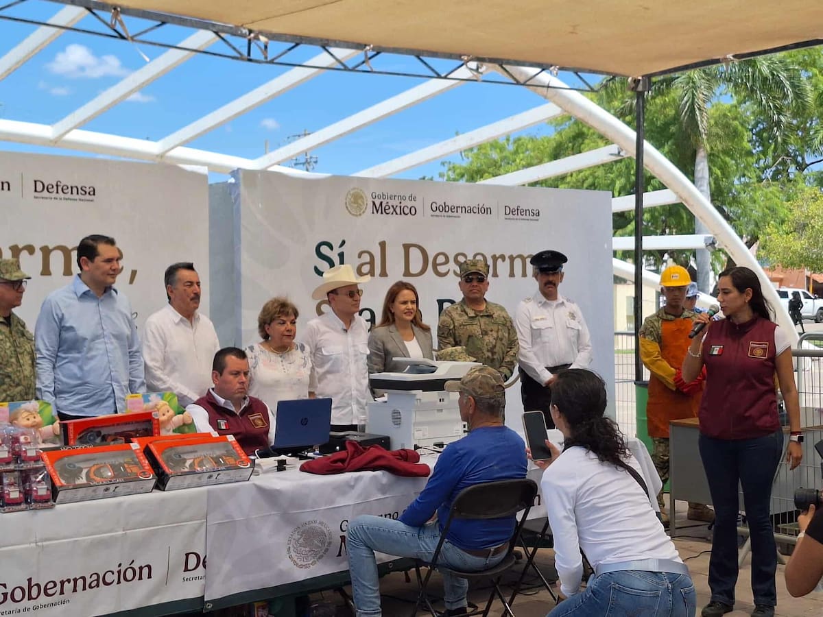 En Cajeme inició el programa federal "Sí al desarme, Sí a la paz", con módulos en iglesias para canjear armas, cartuchos y explosivos por dinero, sin requerir datos personales.