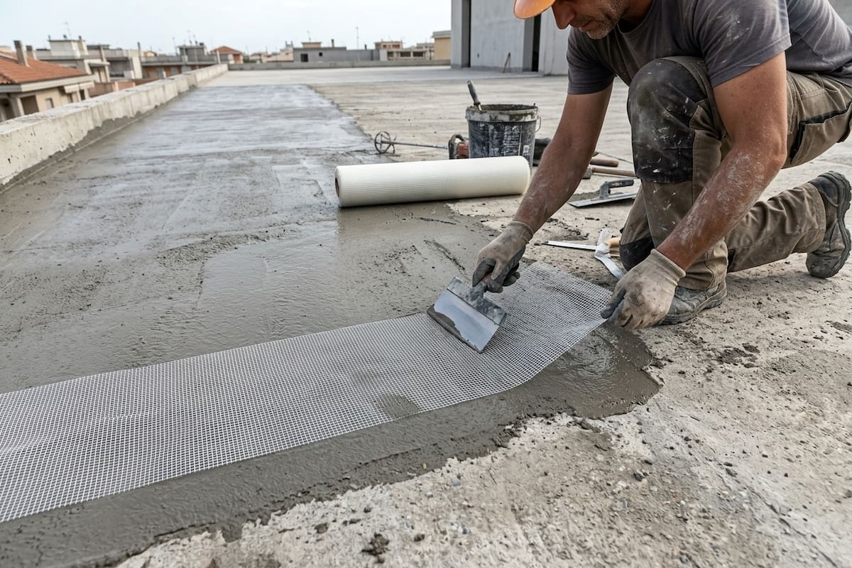 Albañiles recomiendan reforzar el impermeabilizante de las terrazas con malla de fibra de vidrio para reducir las fisuras y prevenir goteras, aunque el resultado también depende de reparar el cemento y sellar bien las juntas y los desagües