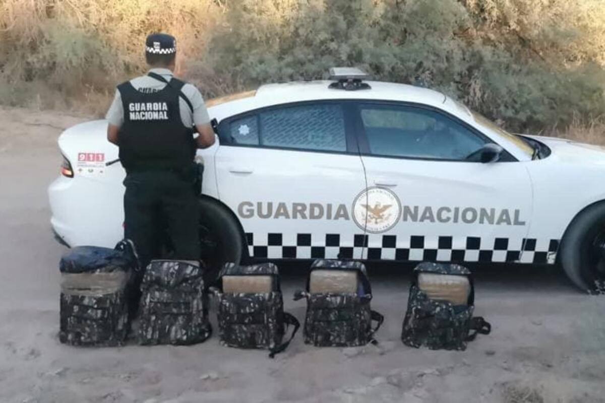 Guardia Nacional localiza cinco mochilas llenas Marihuana en Caborca