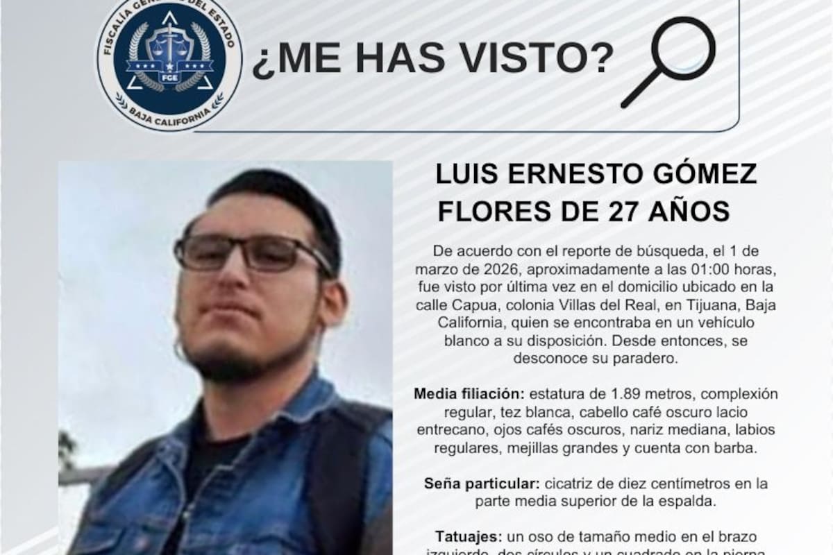 Se busca a Luis Ernesto Gómez Flores de 27 años de edad