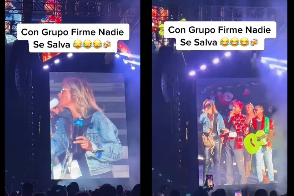 VIDEO: Adela Micha se toma un 'shot' junto a Grupo Firme en el escenario