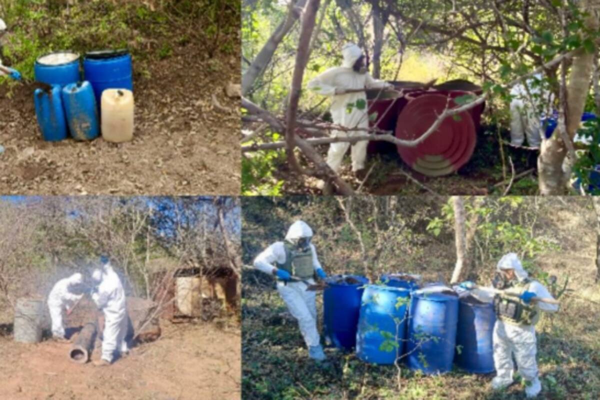 Hallan otras 19 bodegas clandestinas repletas de químicos peligrosos en Badiraguato, Culiacán y Cosalá: reactores enterrados, miles de litros de sustancias tóxicas y un operativo que destapa la magnitud del riesgo