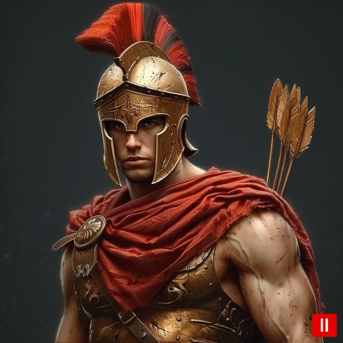 n esta imagen generada, Ares muestra su faceta feroz con flechas, simbolizando su papel como señor de la guerra.