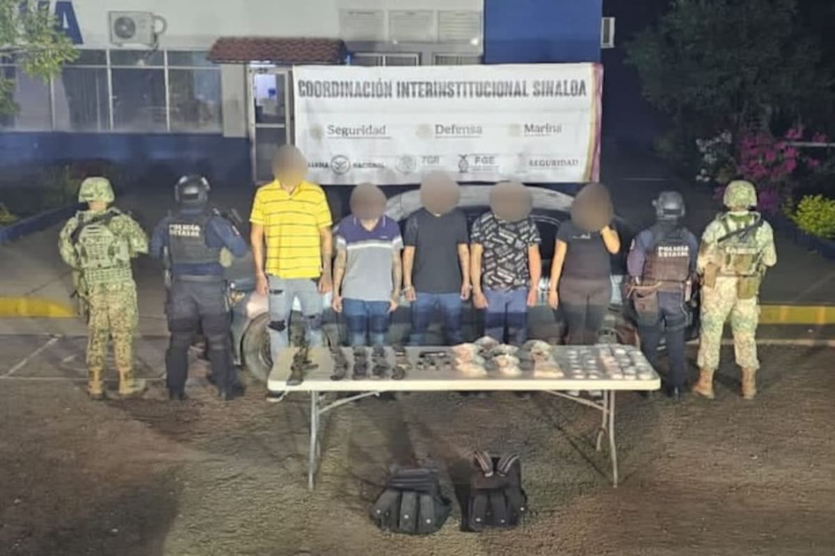 Operativo en Culiacán termina con cinco detenidos armas de alto poder droga y equipo táctico asegurados