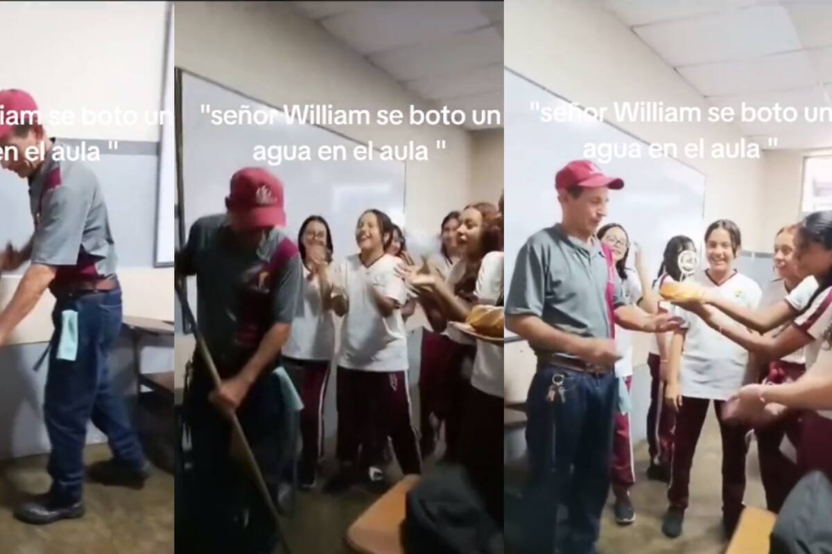 VIRAL: grupo de alumnos sorprenden al conserje de su escuela por su cumpleaños al regalarle un pastel