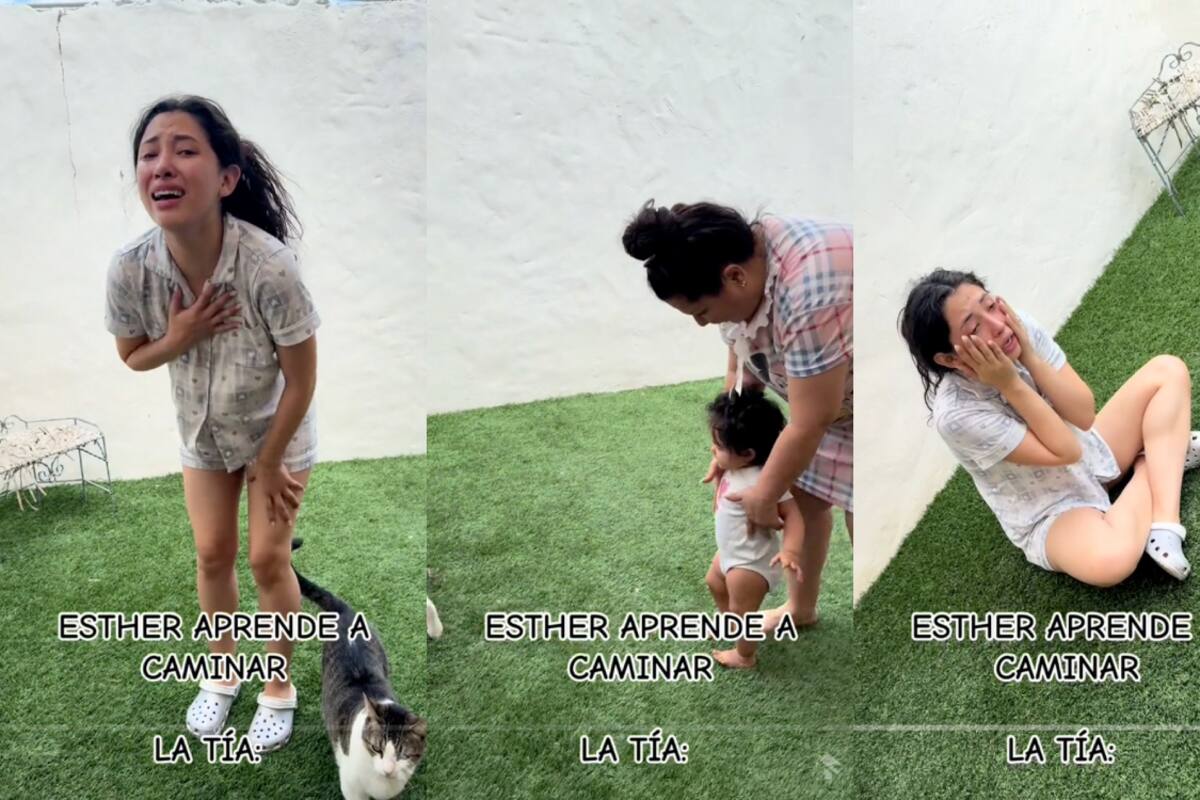 ¡Se conmovió más que la mamá! Tía llora desconsoladamente al ver a su sobrina dar sus primeros pasos