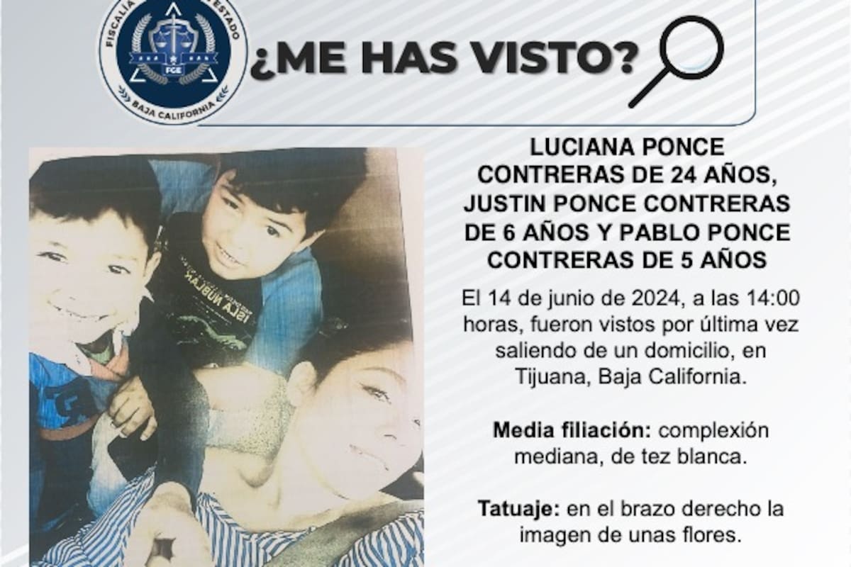 Se busca a Luciana Ponce Contreras, Justin Ponce Contreras y Pablo Ponce Contreras