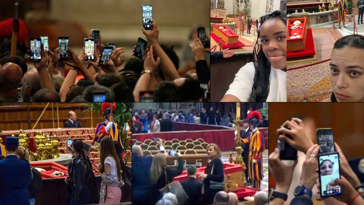 “Más teléfonos que cabezas”: críticas por turistas que graban frente al cuerpo del Papa. Fotos: Redes Sociales