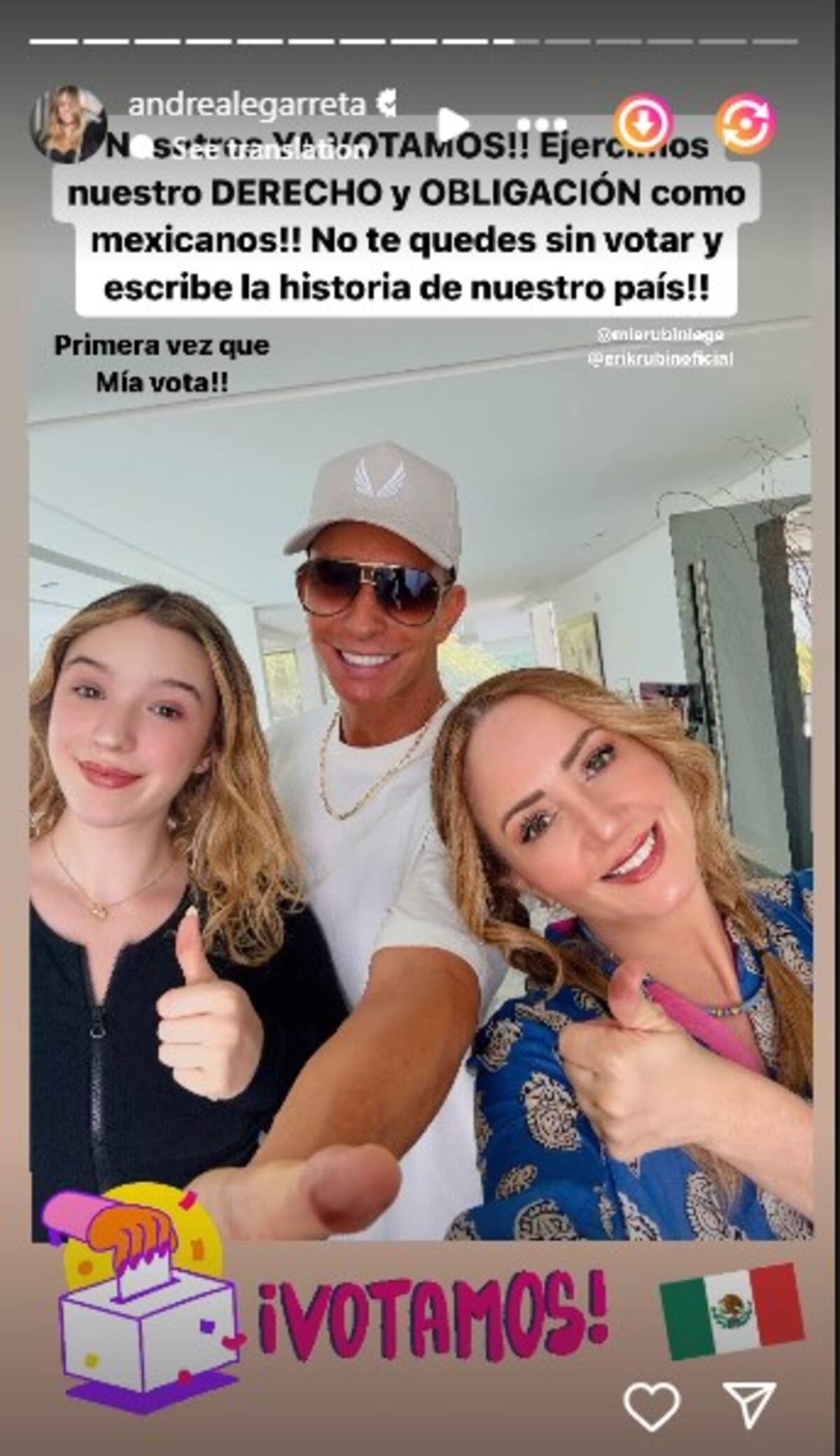 Andrea Legarreta, Erik Rubín y Mia Rubin