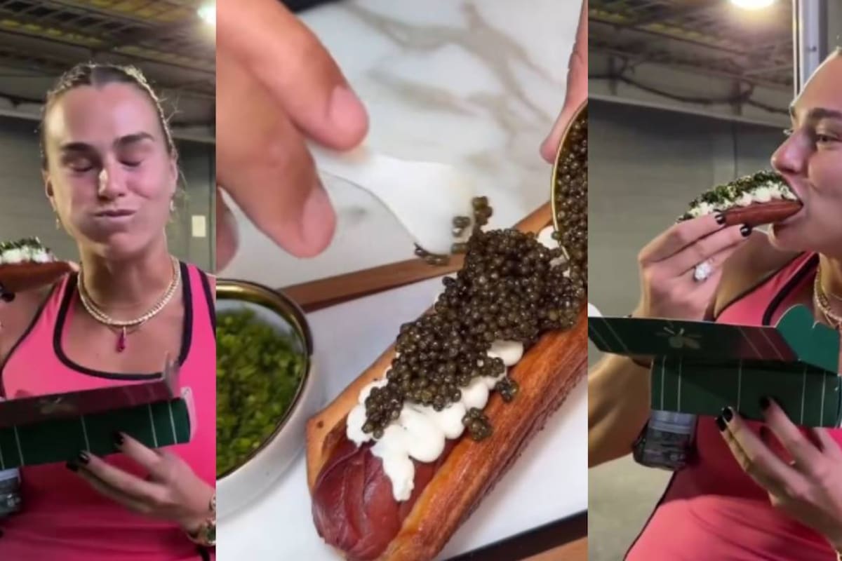 ‘Golden Glizzy’, el hot dog de más de 100 dólares que está arrasando en el Miami Open: Contiene caviar, wagyu australiano y láminas de oro; la número 1 del mundo Aryna Sabalenka lo probó y así reaccionó