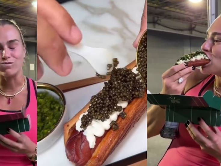 ‘Golden Glizzy’, el hot dog de más de 100 dólares que está arrasando en el Miami Open: Contiene caviar, wagyu australiano y láminas de oro; la número 1 del mundo Aryna Sabalenka lo probó y así reaccionó