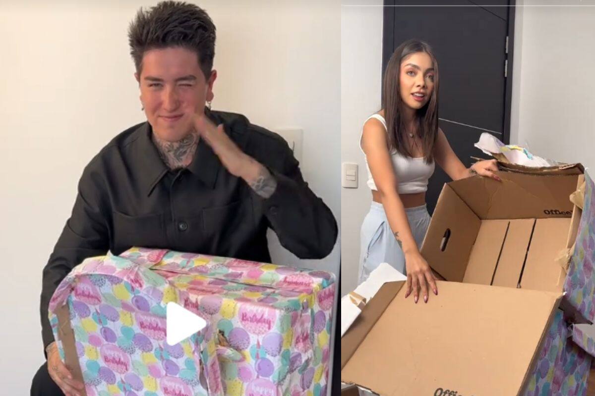 Influencer le da un sorprendente regalo a su novia envuelto como una taza del baño