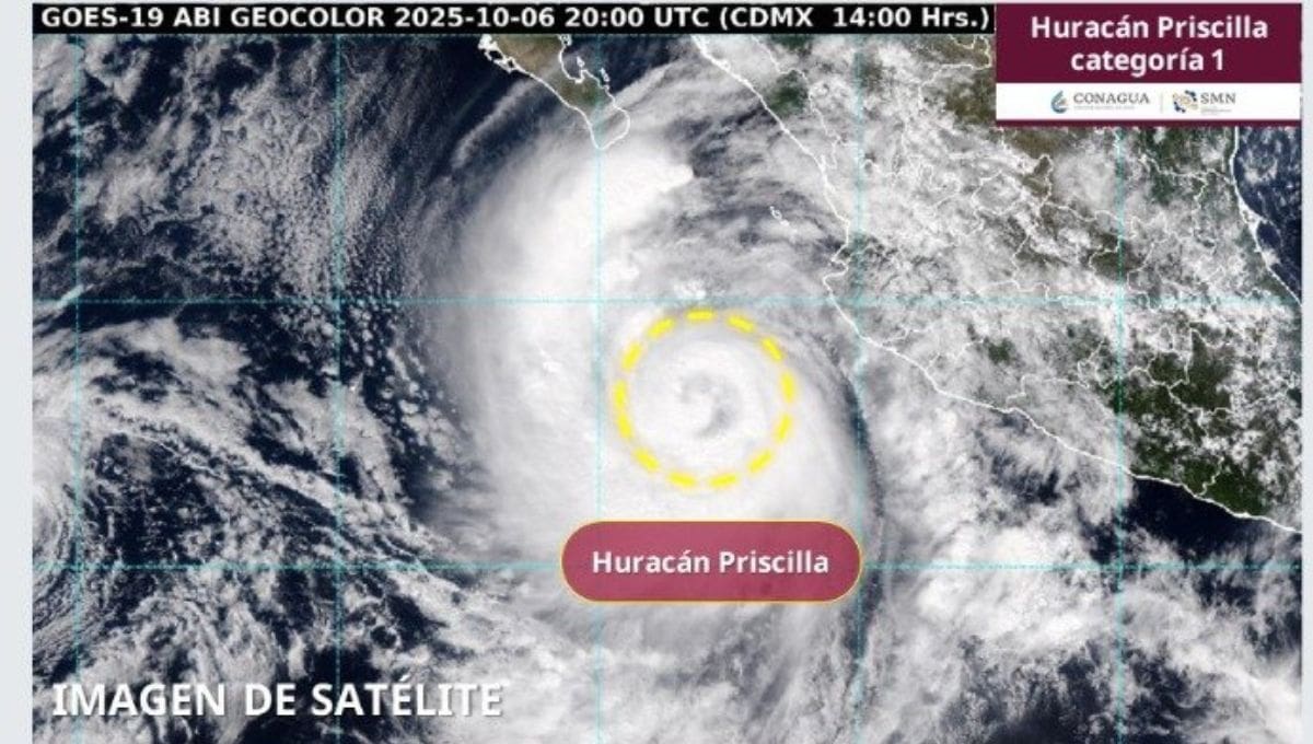 La Tormenta Tropical Priscilla se localiza frente a las costas de Jalisco, generando lluvias intensas, vientos fuertes y oleaje elevado en estados del occidente y sur de Baja California Sur.