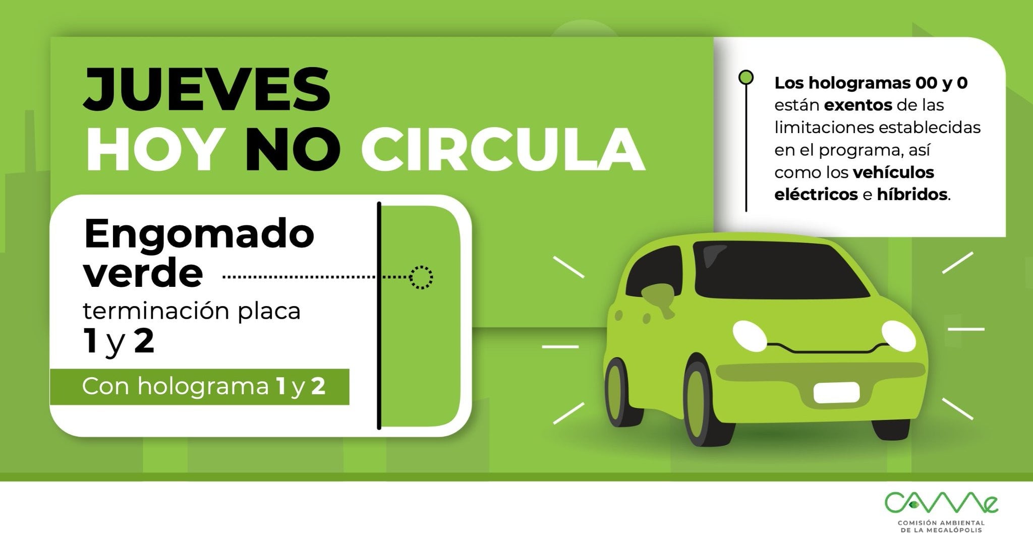 Este jueves no circulan los autos con engomado verde. | Especial