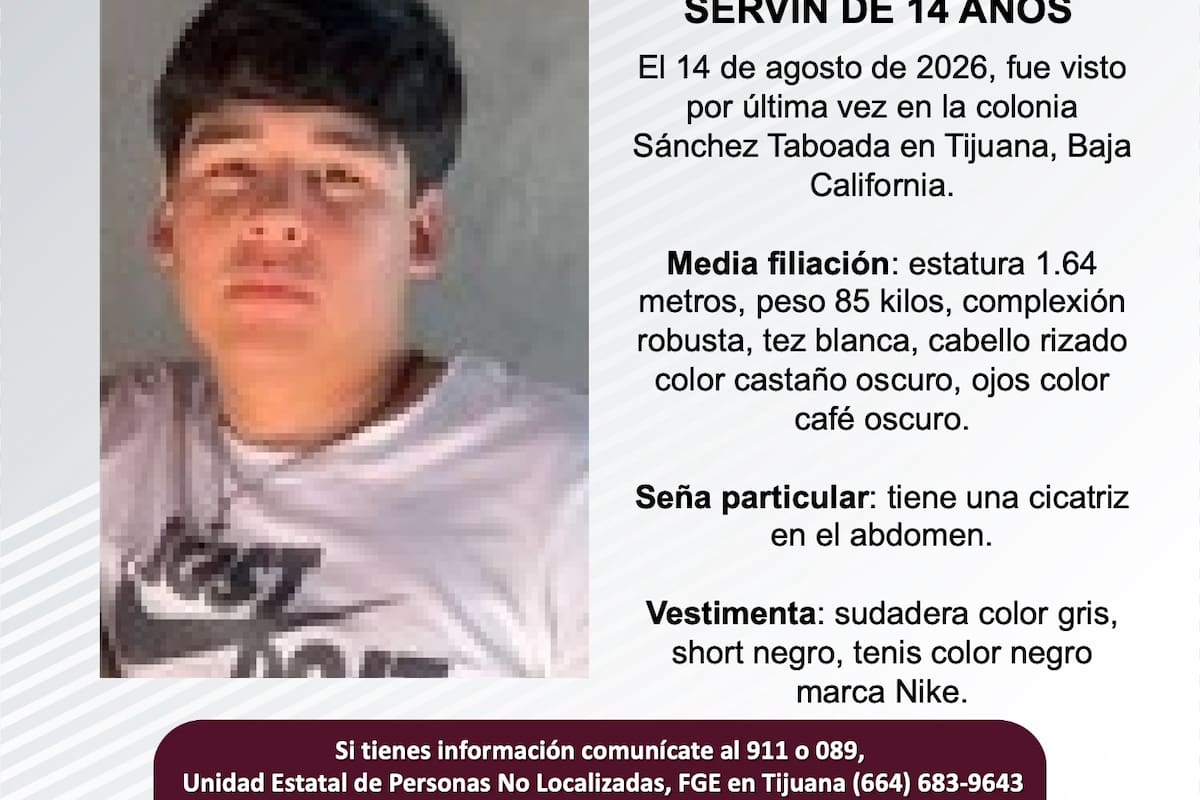 Se busca Dominick Isael Vera Servín de 14 años