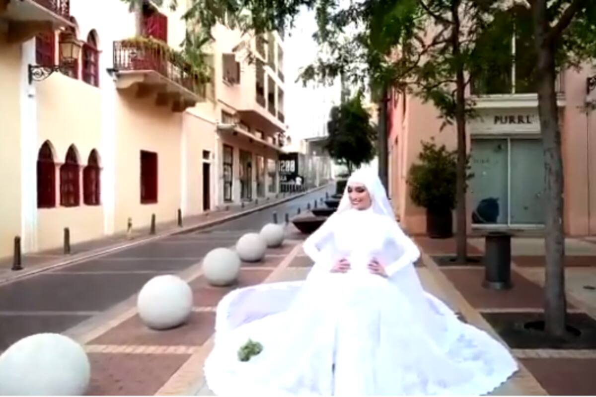 Terrible momento cuando explosión en el Líbano sorprende a novia en sesión de fotos