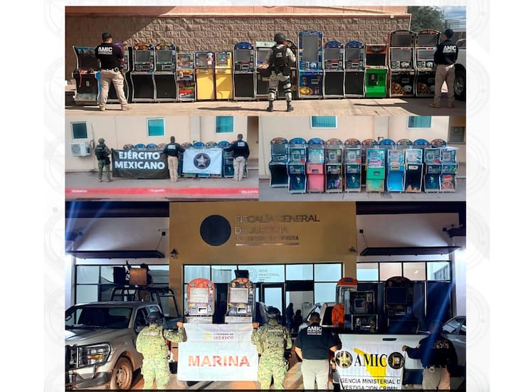 Tras cateos en Cajeme, Hermosillo y Guaymas Marina asegura 41 máquinas tragamonedas y mantiene operativo contra estos dispositivos