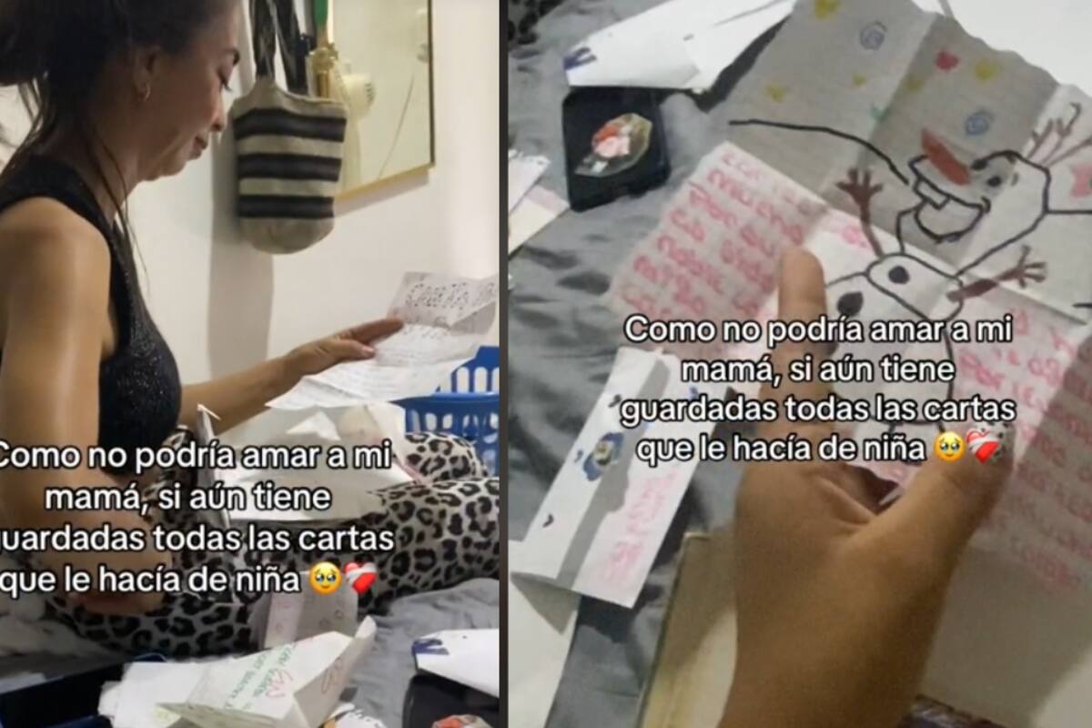 Joven graba cómo su mamá aún guarda todas las cartas y dibujos que ella le hacía de niña